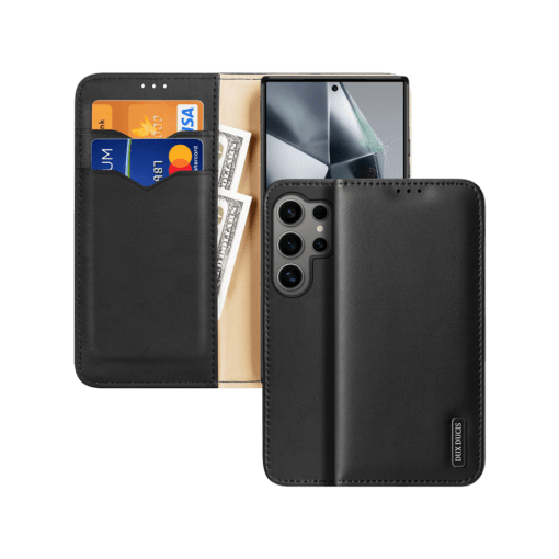 Samsung S24 Ultra Leather Wallet Case Dux Ducis Hivo Series Black