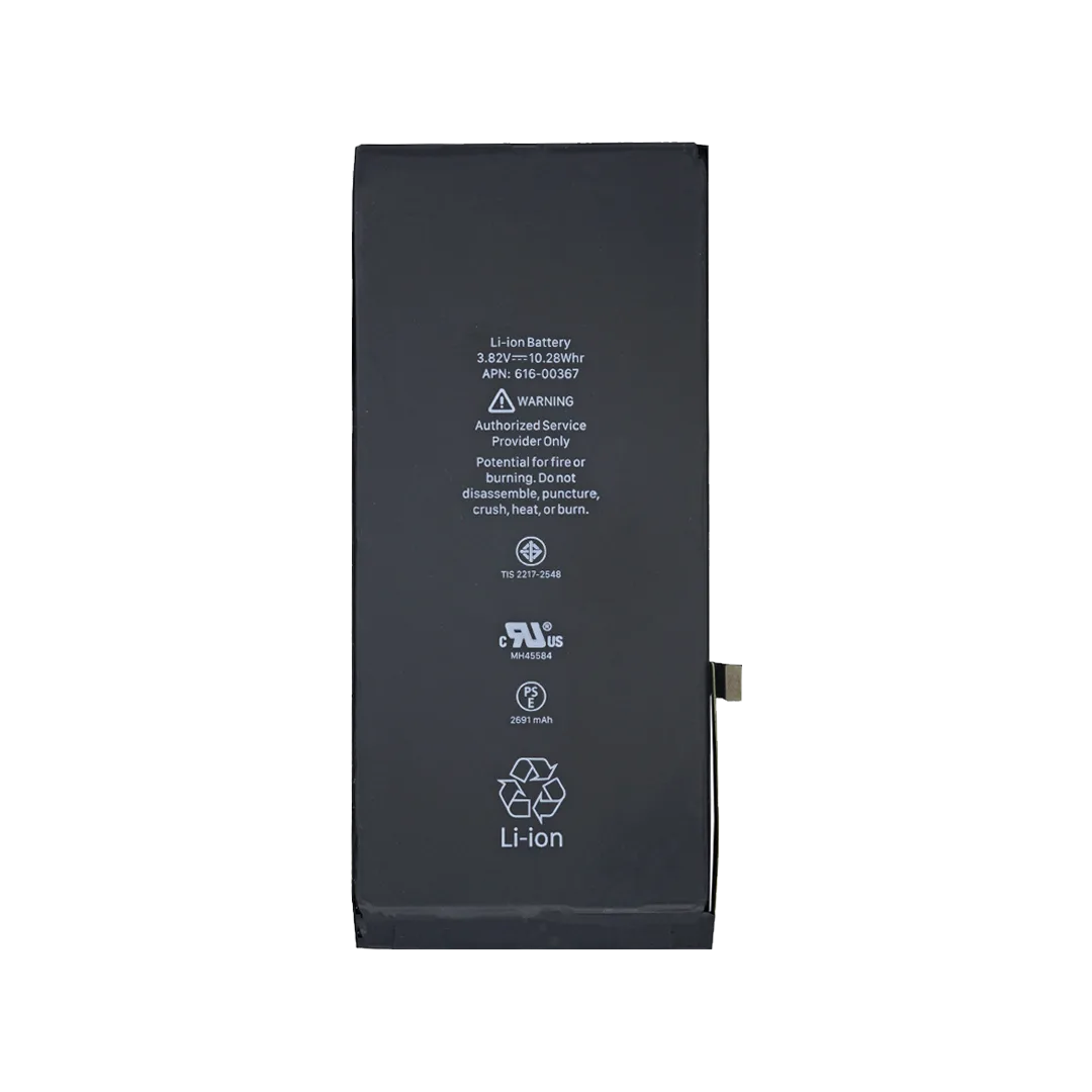 iPhone 8 Plus replacement battery: rectangular battery shown from the front, with its connector flex