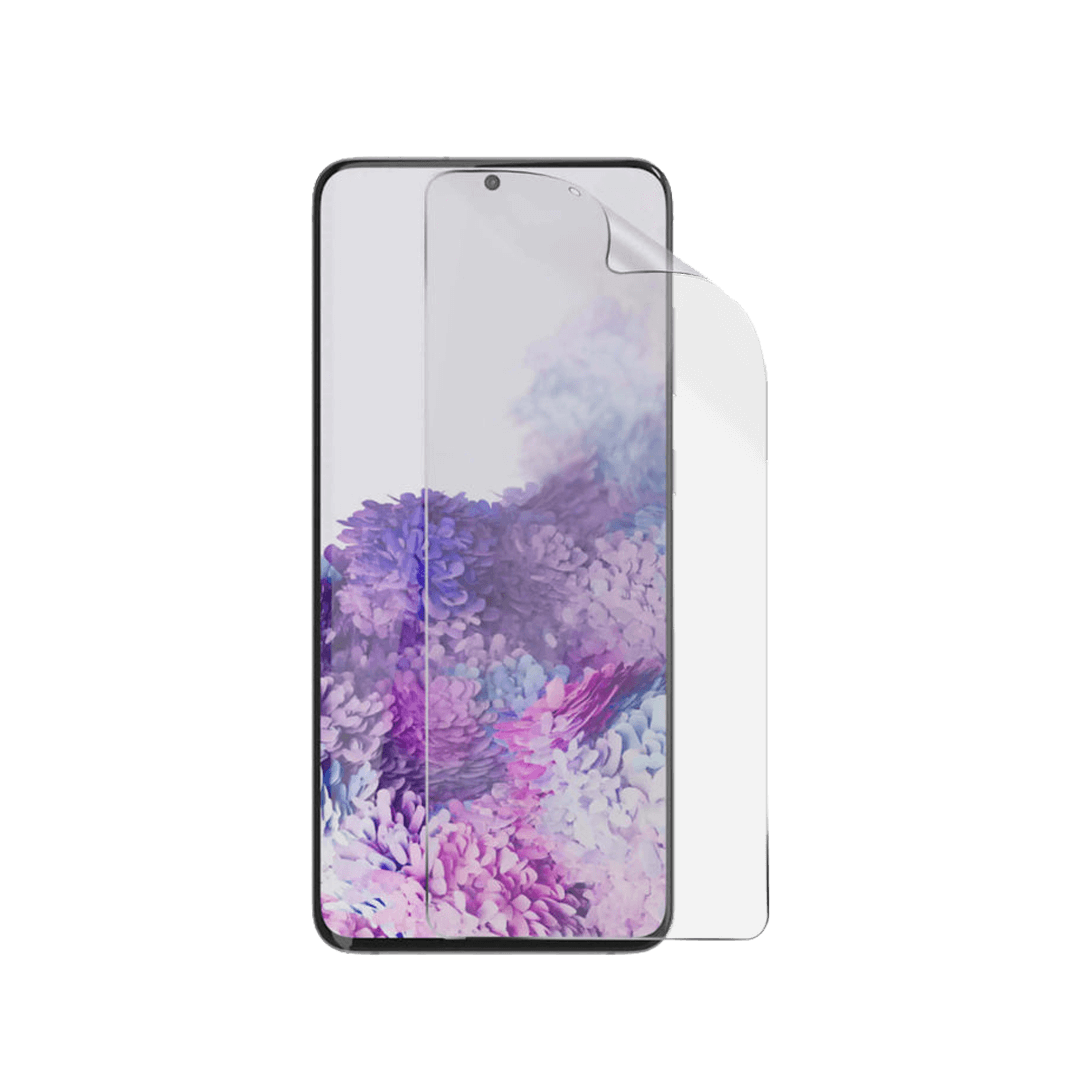 Samsung Galaxy S20 Plus hydrogel screen protector by GA Tech, full screen flexible film front view