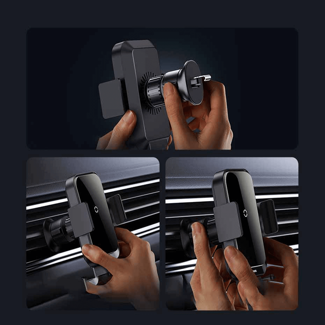 Baseus Halo Electric Wireless Charging Car Mount 15W | Auto-Clamping Air Vent Phone Holder, RGB Light, Type-C Input - Image 6