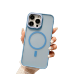 iPhone 15 Pro Magnetic Case Blue Frosted Metal Skin Feel