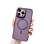 iPhone 15 Pro Magnetic Case Dark Purple Frosted Metal Skin Feel