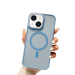 iPhone 15 Magnetic Case Blue Frosted Metal Skin Feel