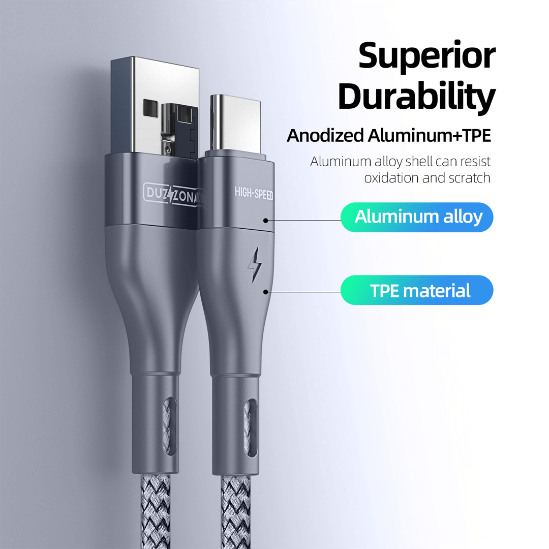 USB-A to USB-C Braided Fast Charging / Data Sync Cable - 2m | A8 by Duzzona - Image 8