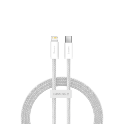 Baseus Dynamic Series Type-C to Lightning Cable | 20W PD Fast Charge for iPhone/iPad, 480Mbps Data, Nylon Braided (1M, White)