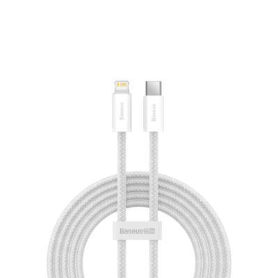 Baseus Dynamic Series Type-C to Lightning Cable | 20W PD Fast Charge for iPhone/iPad, 480Mbps Data, Nylon Braided (2M, White)