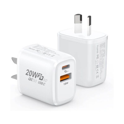 20W Dual-Port Fast Charger / USB-C PD and USB-A QC 3.0 - A2008-02