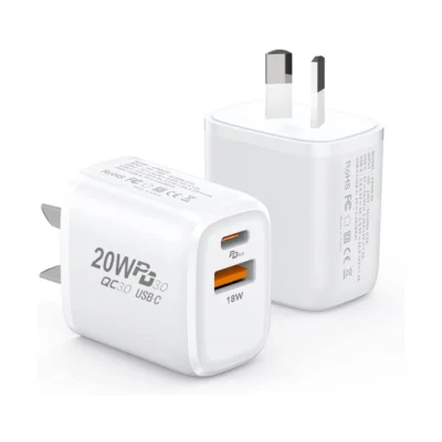20W Dual-Port Fast Charger : USB-C PD and USB-A QC 3.0 – A2008-02-00