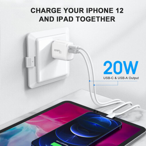 20W Dual-Port Fast Charger / USB-C PD and USB-A QC 3.0 - A2008-02 - Image 5