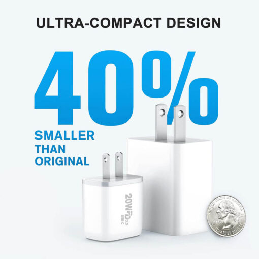 20W Dual-Port Fast Charger / USB-C PD and USB-A QC 3.0 - A2008-02 - Image 6