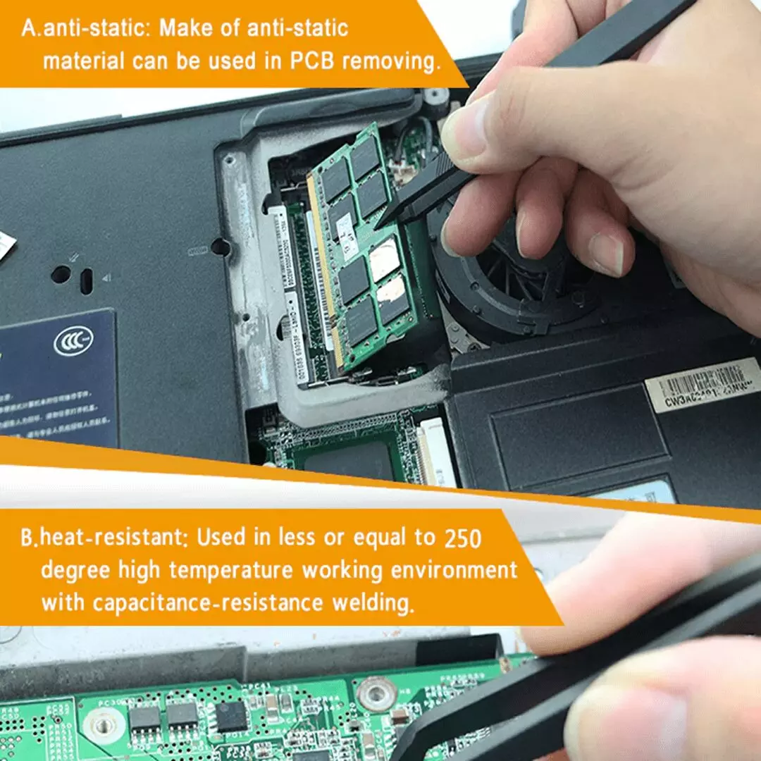 Anti-Static Precision Tweezers Set for Electronics Repair - Jakemy JM-T11 - Image 2
