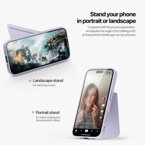 iPhone 16 Plus 3 in 1 Magnetic Charging Wallet Case with Stand - Purple | Rafi II Series by Dux Ducis - Image 5