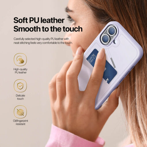 iPhone 16 Plus 3 in 1 Magnetic Charging Wallet Case with Stand - Purple | Rafi II Series by Dux Ducis - Image 9