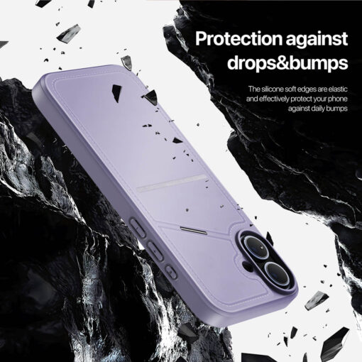iPhone 16 Plus 3 in 1 Magnetic Charging Wallet Case with Stand - Purple | Rafi II Series by Dux Ducis - Image 11