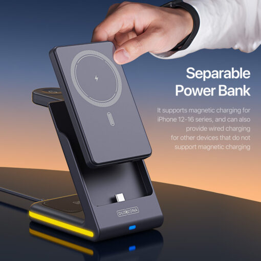 3-in-1 Magnetic Wireless Charging Station with Detachable Power Bank W24 by Duzzona - Image 5