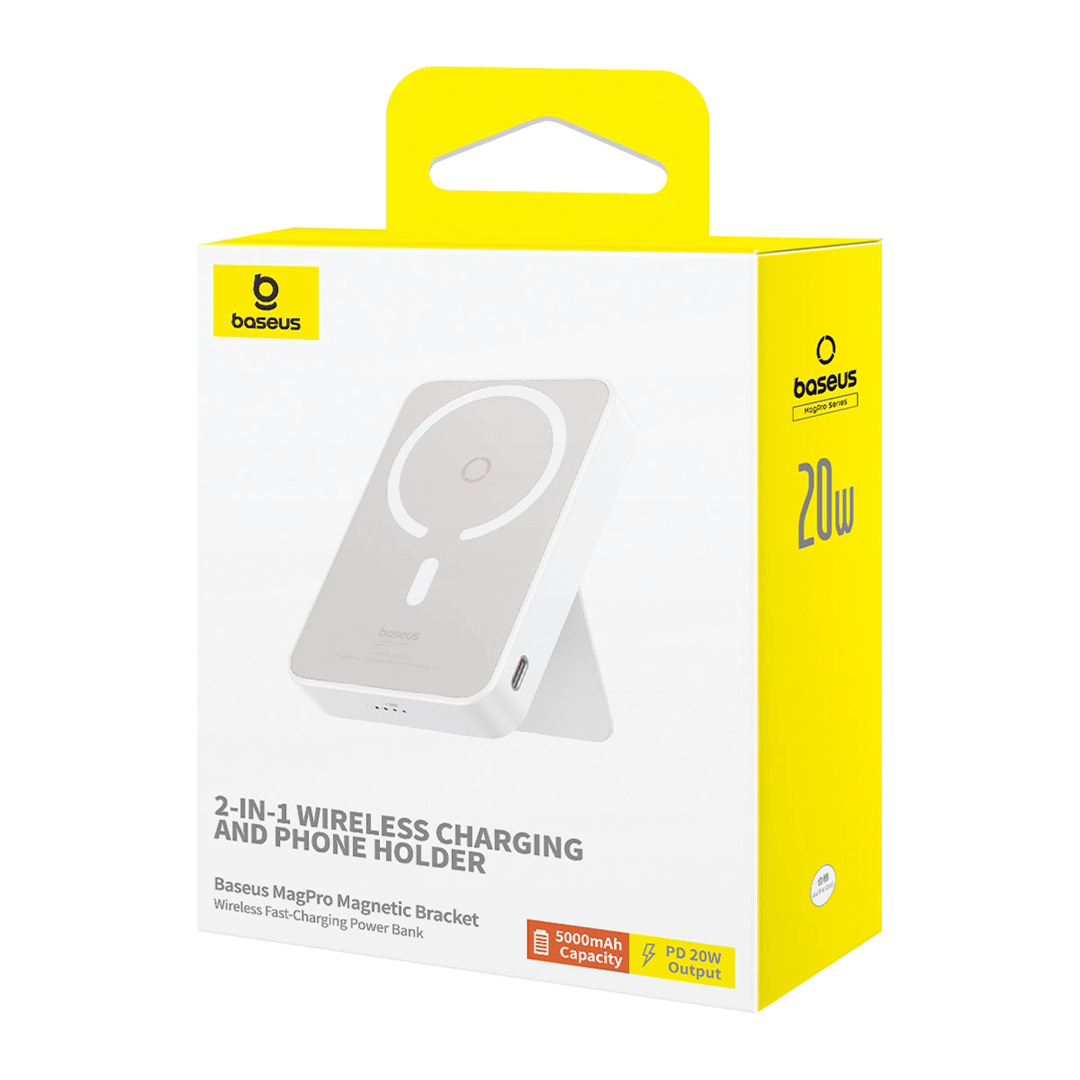 Baseus MagPro Magnetic Power Bank 20W 5000mAh with Stand - White - Image 7