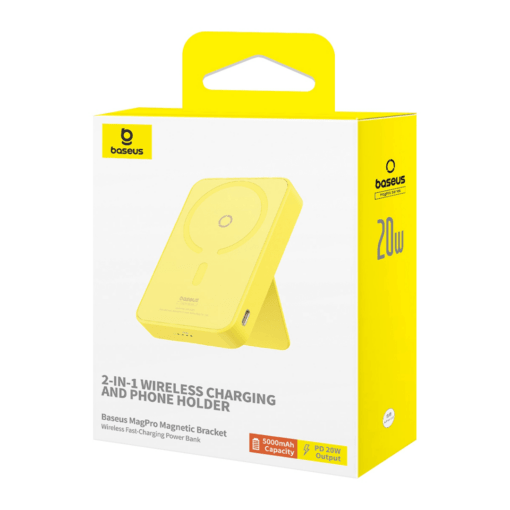 Baseus MagPro Magnetic Power Bank 20W 5000mAh with Stand - Lemon Yellow - Image 8