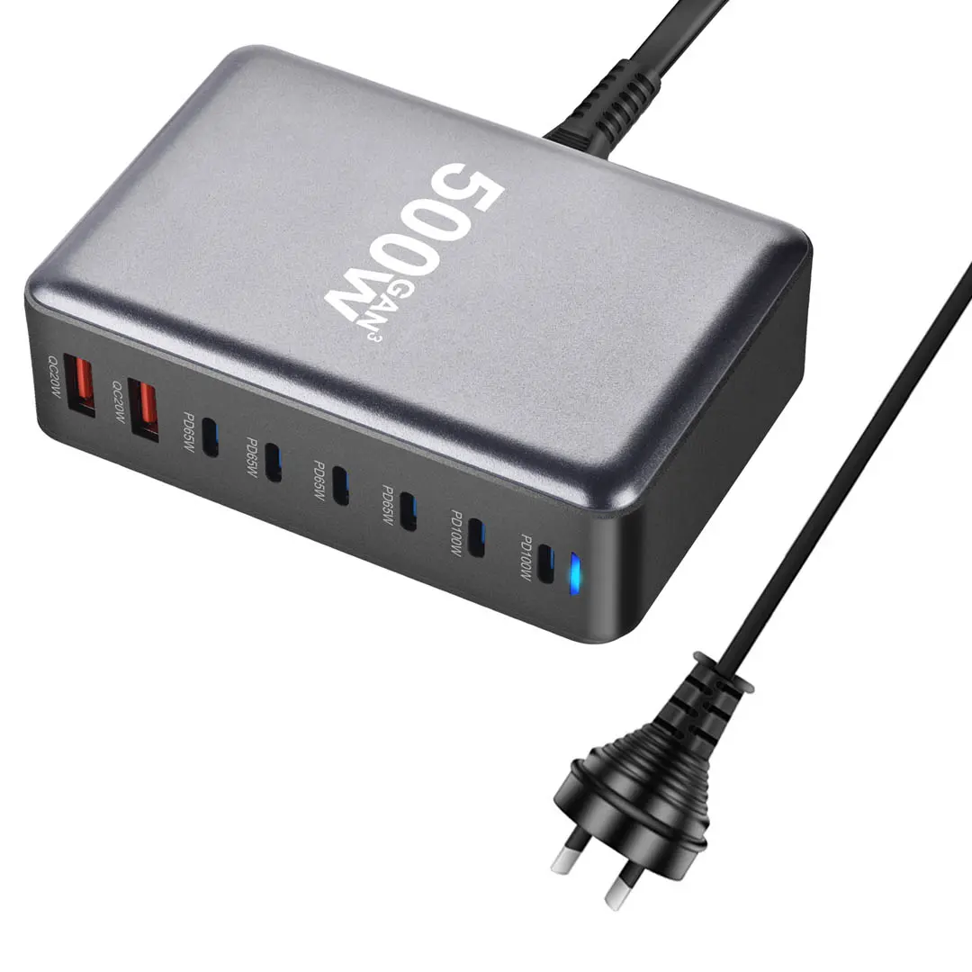 500W GaN³ Multi Port USB Charger - Grey - Image 6