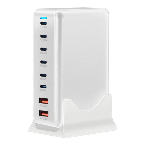 500W GaN³ Multi-Port Charging Station and Desktop USB-C Charger - 6x Type-C, 2x USB, Fast Charging Hub - White - Image 2