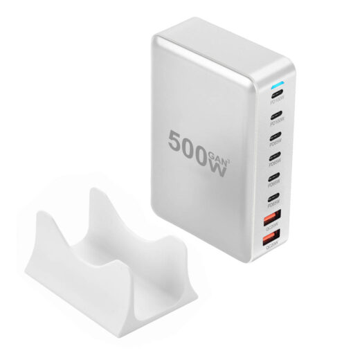 500W GaN³ Multi-Port Charging Station and Desktop USB-C Charger - 6x Type-C, 2x USB, Fast Charging Hub - White - Image 5