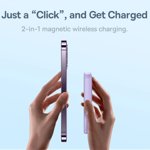 6000mAh Magnetic Wireless 20W Fast Charge Power Bank | Baseus Mini Air - Purple - Image 3