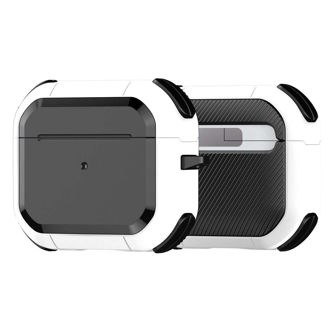 AirPods 3 protective case white Dux Ducis with aluminium alloy carabiner hook