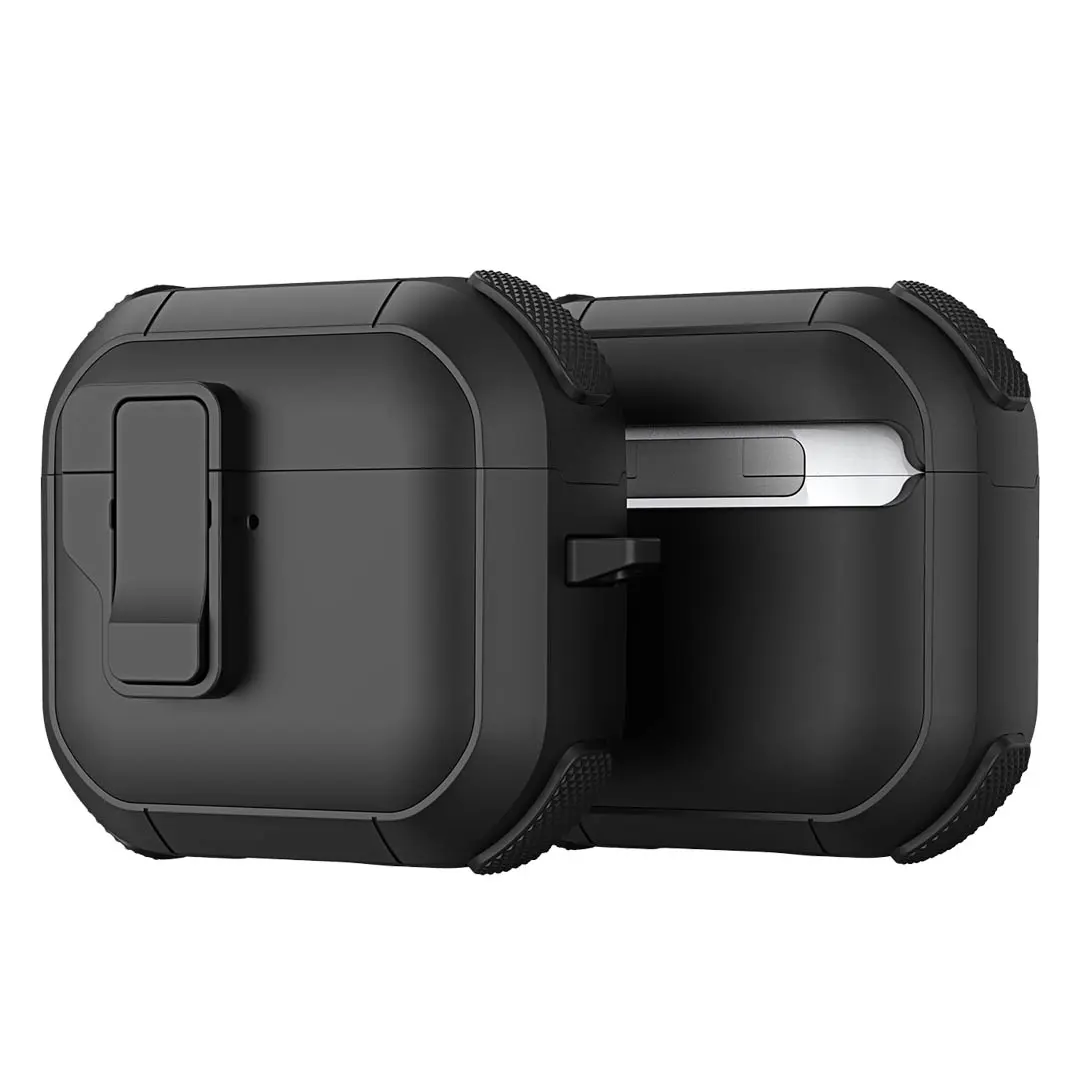 AirPods 4 lock case black Dux Ducis with front button and hook loop