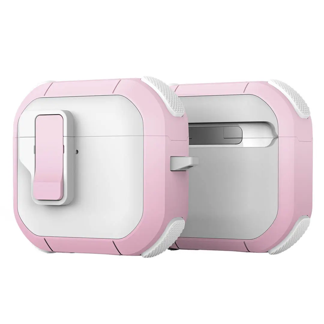 AirPods 4 lock case pink Dux Ducis with front button and hook loop