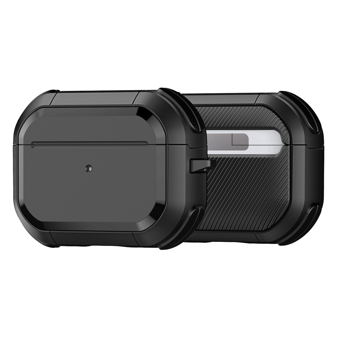 AirPods Pro 2 protective case black Dux Ducis with aluminium alloy carabiner hook