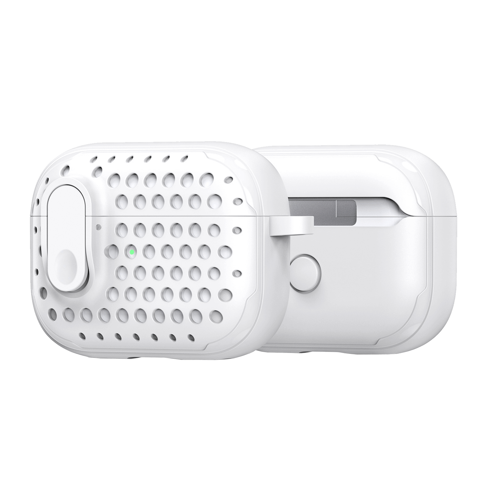 AirPods Pro 2 lock case white Dux Ducis with press-button lid and aluminium hook