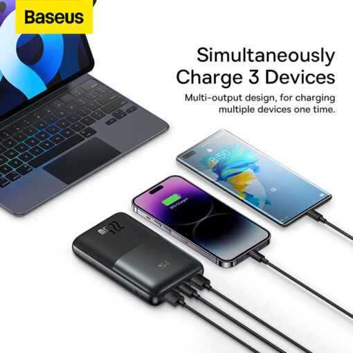 Baseus Bipow Pro 20,000mAh 22.5W Fast Charge Power Bank with Digital Display - Black - Image 6