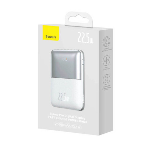 Baseus Bipow Pro 20,000mAh 22.5W Fast Charge Power Bank with Digital Display - White - Image 6