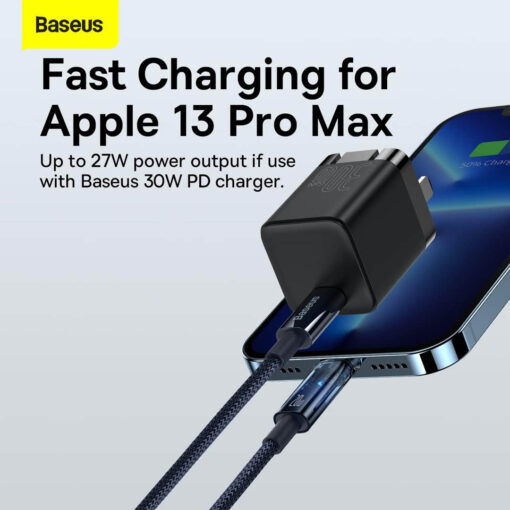 Baseus Explorer Series Auto Power-Off Type-C to Lightning Cable | 20W PD Fast Charge for iPhone/iPad, 480Mbps Data (1M, Black) - Image 7