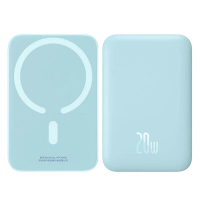 Baseus Magnetic Mini Wireless Portable Charger - 6000mAh, Fast Charge, Compact Design - Blue