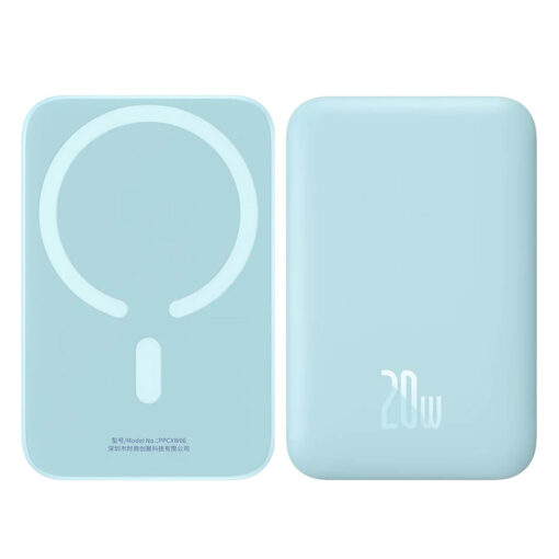 Baseus Magnetic Mini Wireless Portable Charger - 6000mAh, Fast Charge, Compact Design - Blue