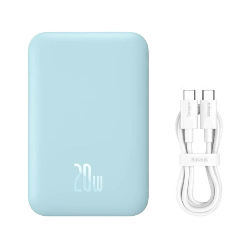 Baseus Magnetic Mini Wireless Portable Charger - 6000mAh, Fast Charge, Compact Design - Blue - Image 2