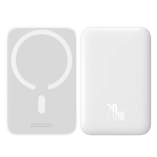 Baseus Magnetic Mini Wireless Portable Charger - 6000mAh, Fast Charge, Compact Design - Starlight White