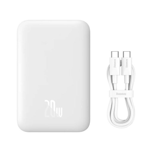 Baseus Magnetic Mini Wireless Portable Charger - 6000mAh, Fast Charge, Compact Design - Starlight White - Image 2
