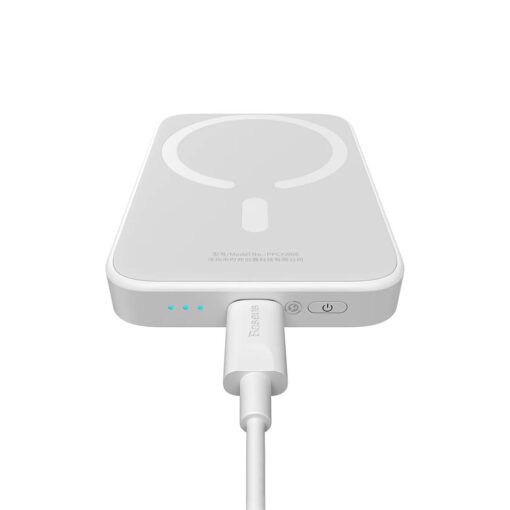Baseus Magnetic Mini Wireless Portable Charger - 6000mAh, Fast Charge, Compact Design - Starlight White - Image 3