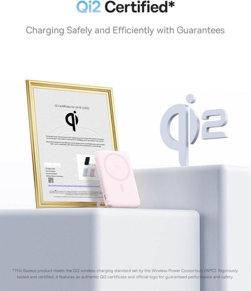 Baseus PicoGo Qi2 5000mAh 15W Magnetic Wireless Power Bank - 20W PD with Rotatable Kickstand - Galaxy Blue - Image 6