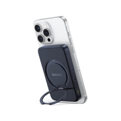 Baseus PicoGo Qi2 5000mAh 15W Magnetic Wireless Power Bank - 20W PD with Rotatable Kickstand - Cosmic Black