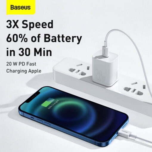 Baseus Superior Series Type-C to Lightning Cable | 20W PD Fast Charge for iPhone/iPad, 480Mbps Data (2M, White) - Image 3