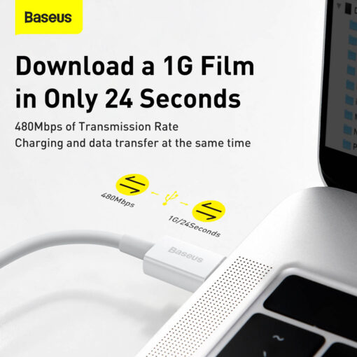 Baseus Superior Series Type-C to Lightning Cable | 20W PD Fast Charge for iPhone/iPad, 480Mbps Data (2M, White) - Image 7