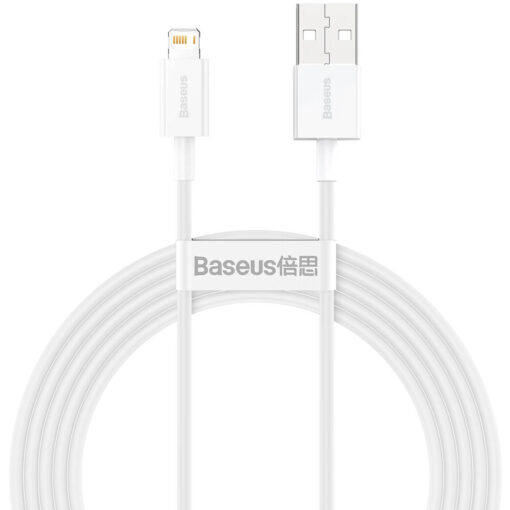 Baseus Superior Series USB-A to Lightning Cable | 2.4A Fast Charge for iPhone/iPad, 480Mbps Data (2M, White)