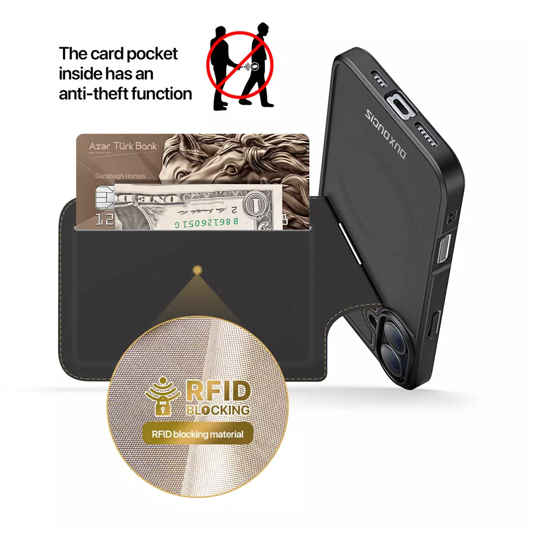 iPhone 16 Plus Card Holder Back Cover with Stand Black by Dux Ducis - Image 10
