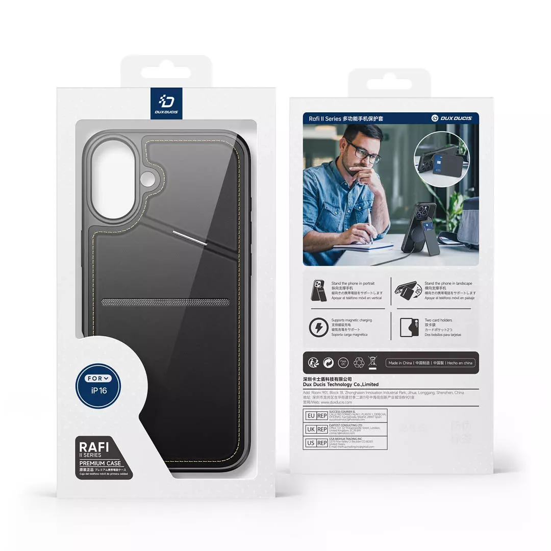 iPhone 16 Plus Card Holder Back Cover with Stand Black by Dux Ducis - Image 18