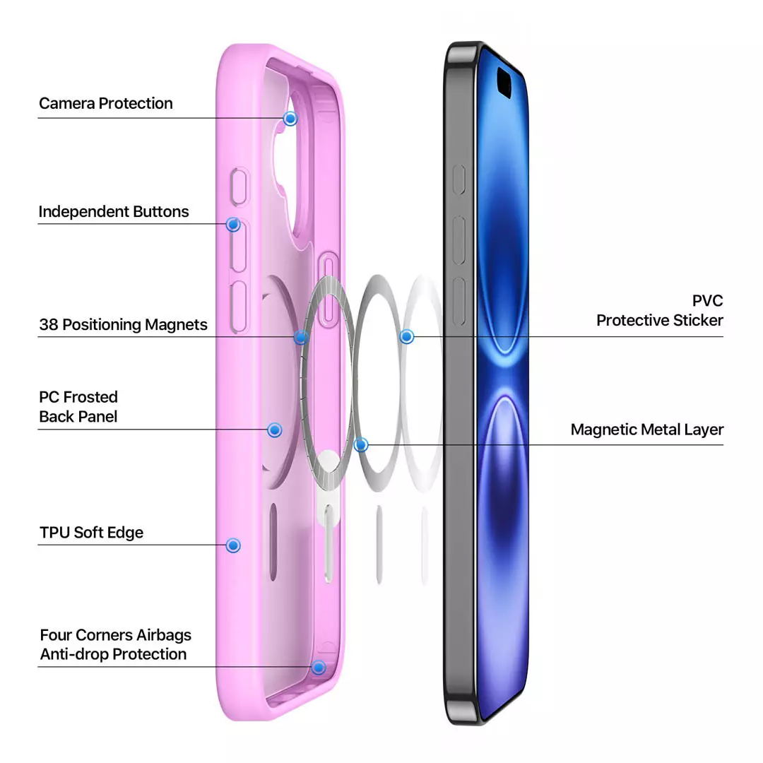 iPhone 16 Magnetic Frosted Case Rose Pink by Dux Ducis - Image 4