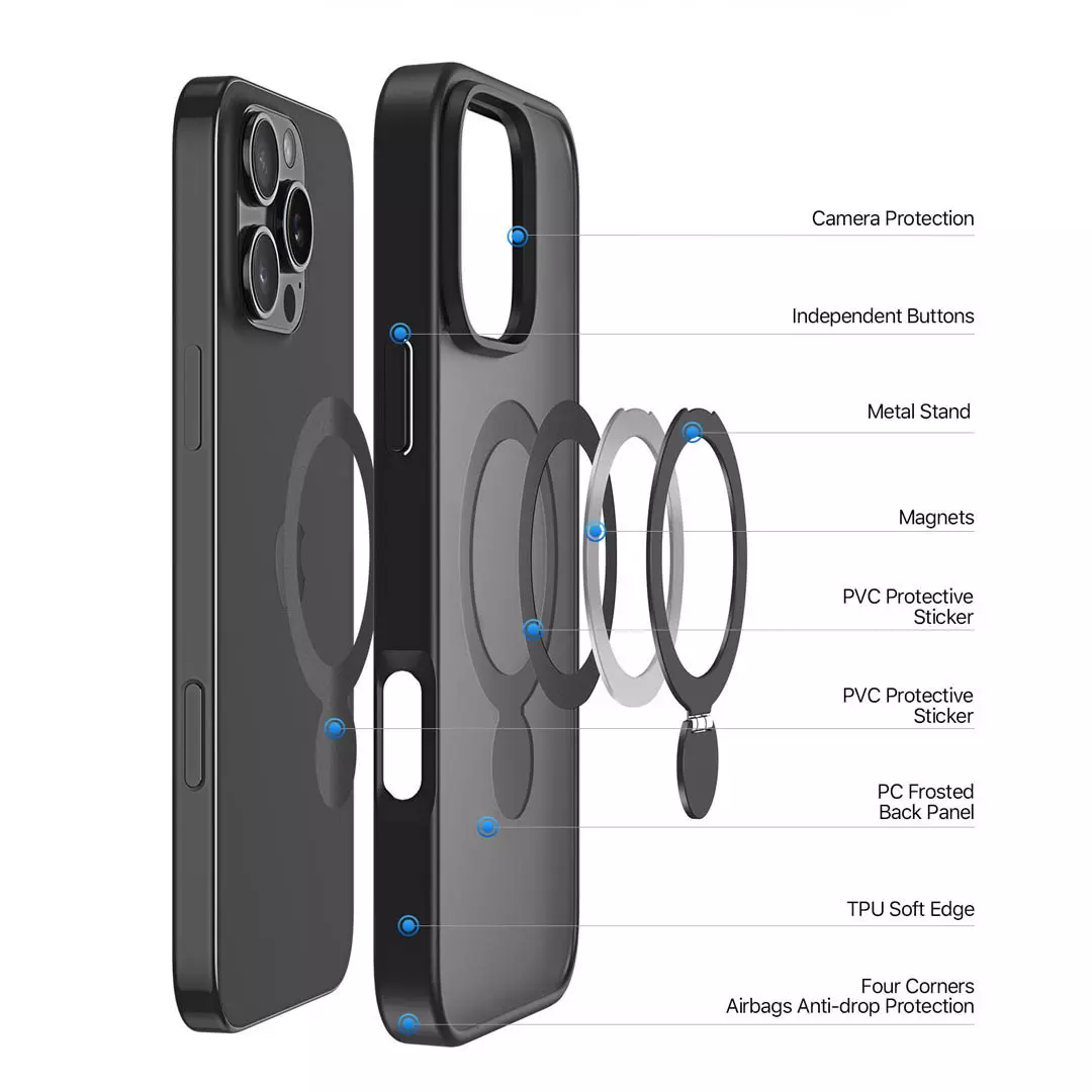 iPhone 16 Pro Magnetic Frosted Case with Stand Black by Dux Ducis - Image 4