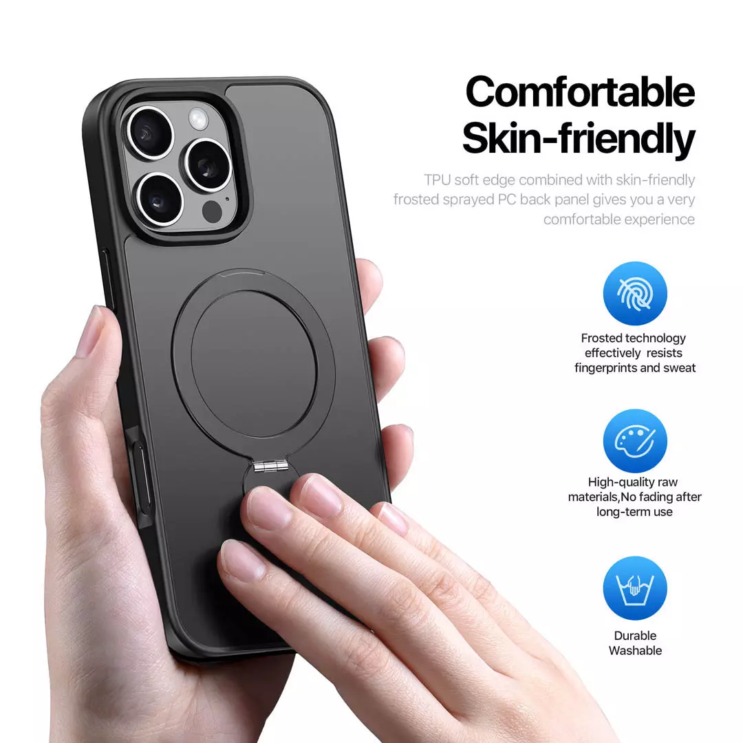 iPhone 16 Pro Magnetic Frosted Case with Stand Black by Dux Ducis - Image 5