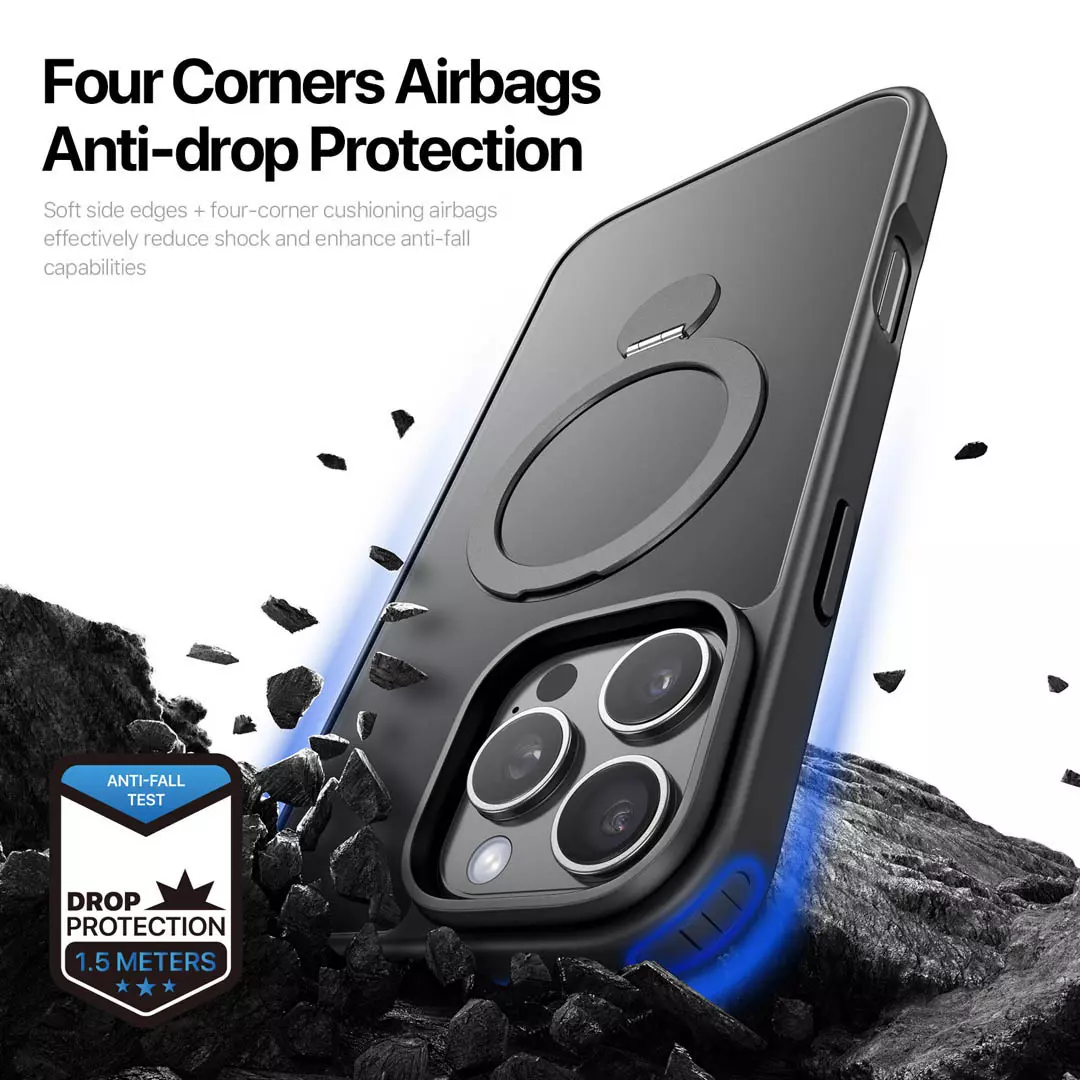 iPhone 16 Pro Magnetic Frosted Case with Stand Black by Dux Ducis - Image 8